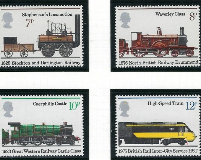 British Railways Set of Four Great Britain Postage Stamps Issued 1975