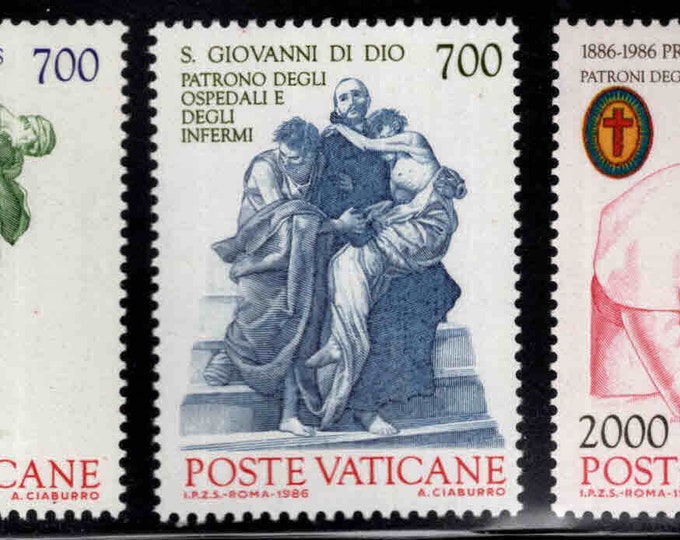 Patron Saints of Sick Persons and Hospitals Set of Three Vatican City Postage Stamps