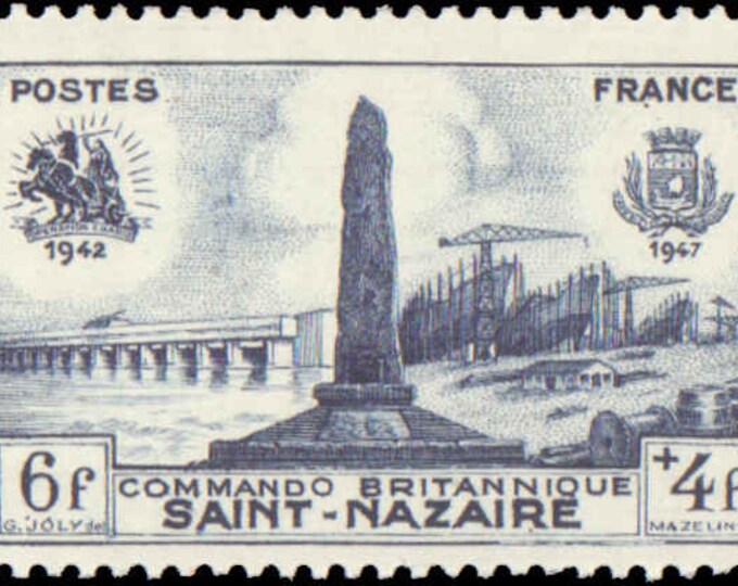 1947 British Commando Saint Nazaire France Postage Stamp Mint Never Hinged