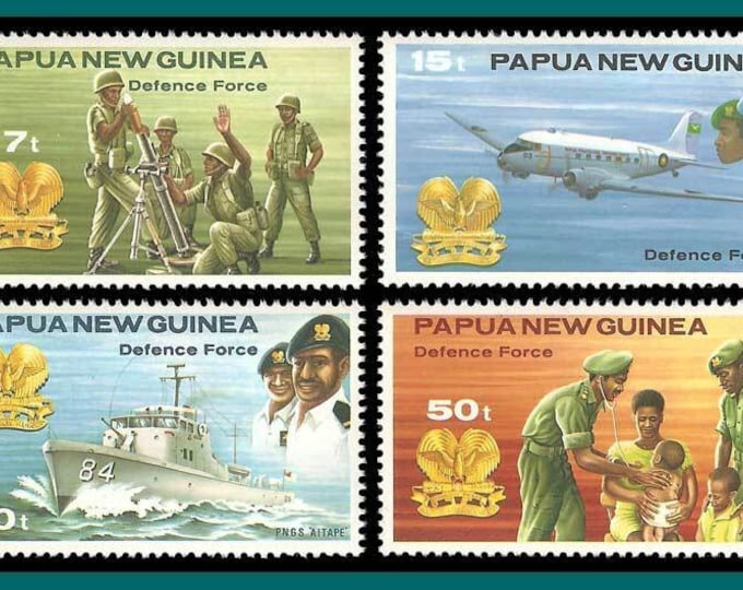 Papua New Guinea Defense Force Set of Four Postage Stamps Issued 1981