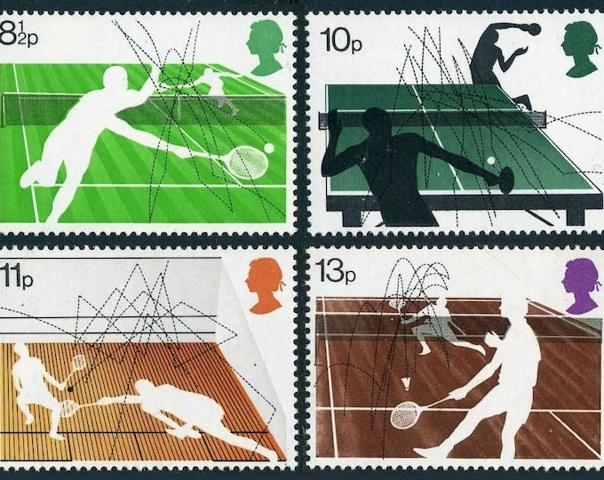 Racket Sports Set of Four Great Britain Postage Stamps Issued 1977