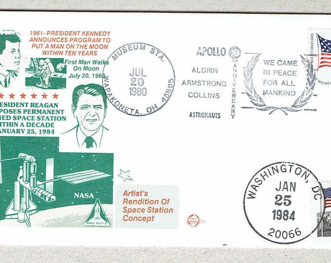 Apollo XI Anniversary Space Cover United States Kennedy Reagan Unaddressed 1980-84