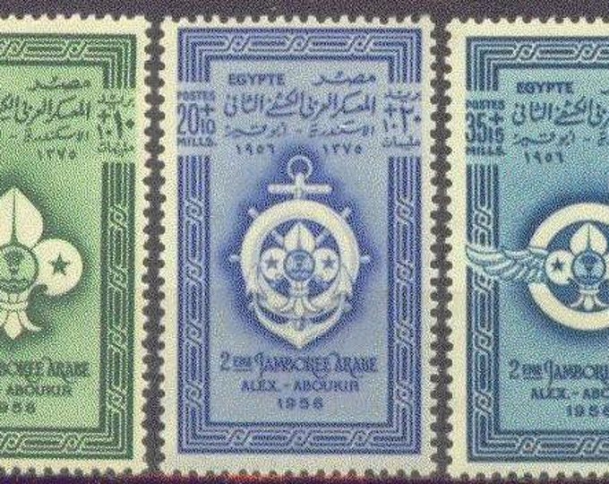 Scouting Emblem Set of Three Egypt Postage Stamps Issued 1956