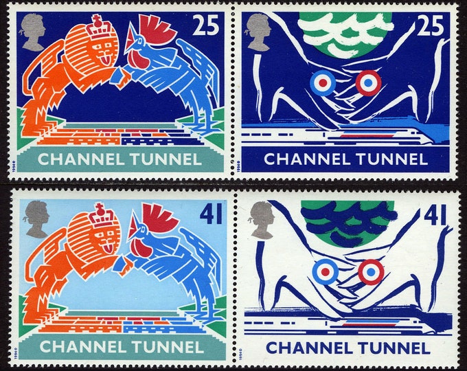 1994 Opening of Channel Tunnel Set of Four Great Britain Postage Stamps Mint Never Hinged