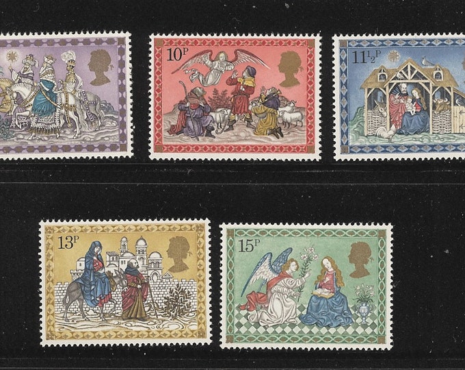 1979 Nativity Scenes Set of Five Great Britain Christmas Postage Stamps Mint Never Hinged Condition