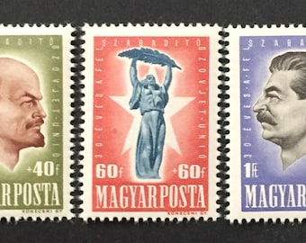 Hungary 1947 Lenin and Stalin Set of Three Postage Stamps Mint Never Hinged