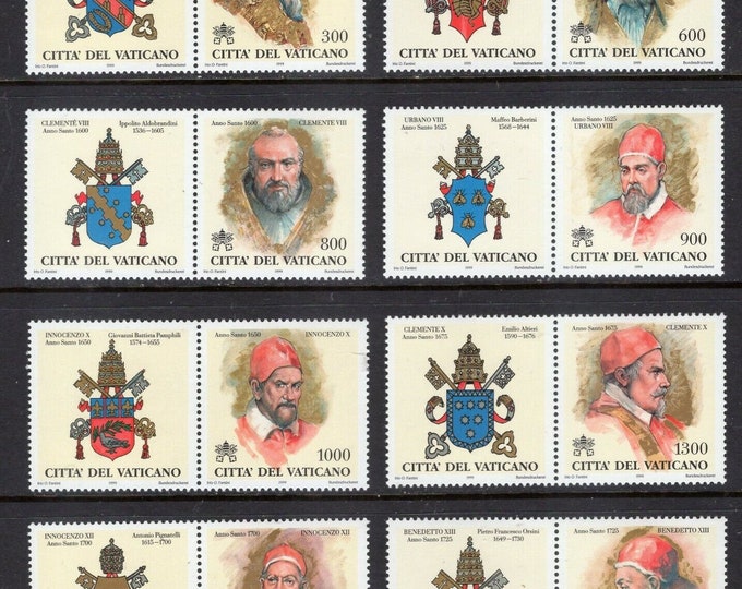 Popes of the Holy Years Set of Eight Vatican City Postage Stamps Issued 1999