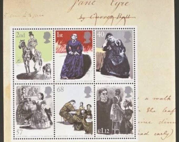 2005 Charlotte Bronte Jane Eyre Great Britain Souvenir Sheet of Six Postage Stamps Mint Never Hinged