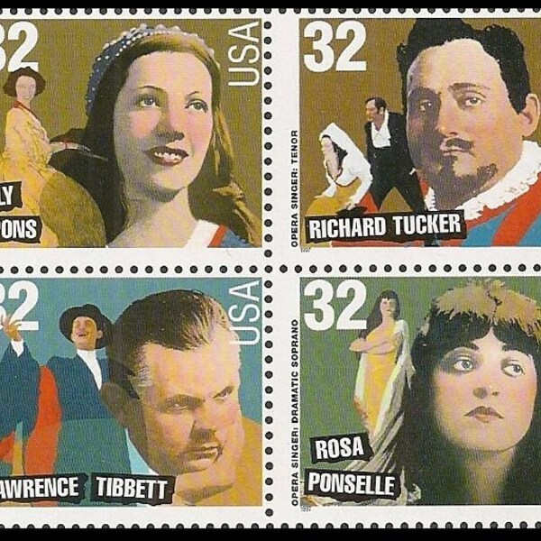 Opera Singers Block of Four 32-Cent United States Postage Stamps Issued 1997