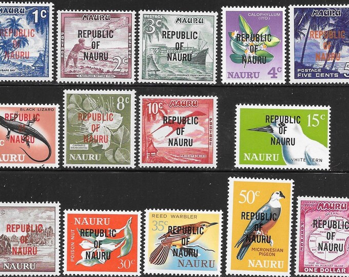 Republic of Nauru Set of Fourteen Postage Stamps Issued 1968