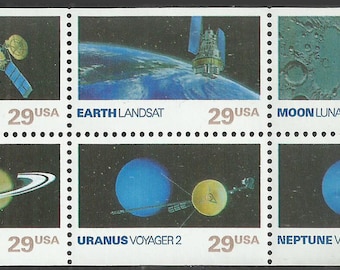 1991 Space Exploration Pane of 10 US 29c Postage Stamps Mint Never Hinged