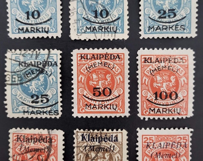 Memel Collection of Nine Postage Stamps Issued 1923