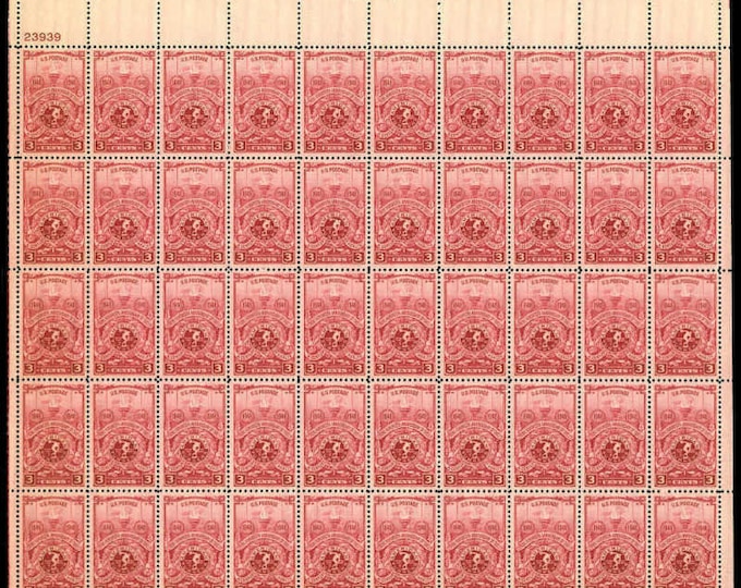 American Turners Society Sheet of Fifty 3-Cent United States Postage Stamps Issued 1948