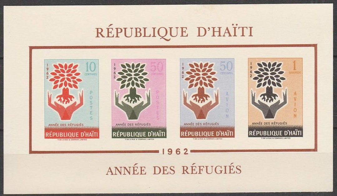 World Refugee Year Haiti Souvenir Sheet of Four Air Mail Postage Stamps ...
