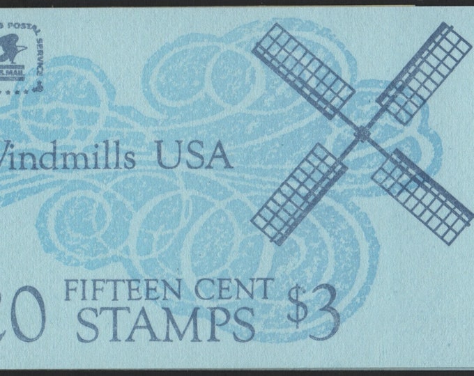 Windmills Booklet of Twenty 15-Cent United States Postage Stamps Issued 1980