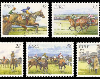 Irish Horse Racing Set of Five Ireland Postage Stamps Issued 1996