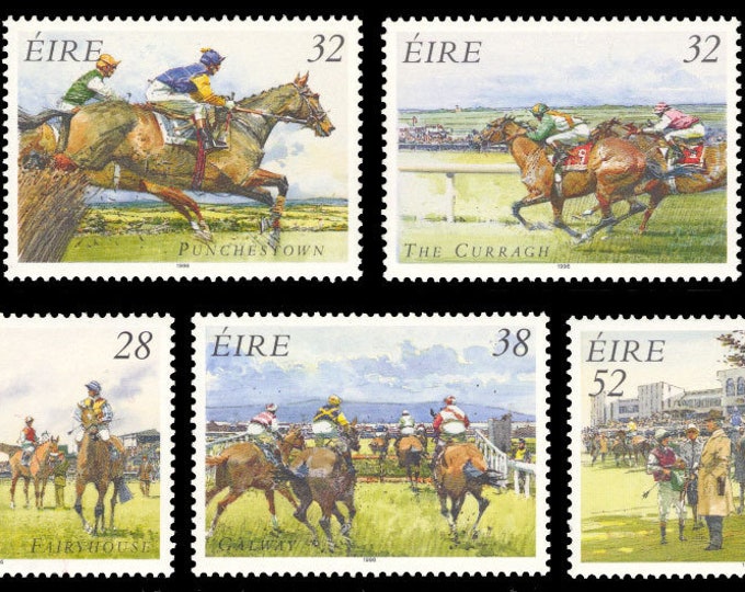 Irish Horse Racing Set of Five Ireland Postage Stamps Issued 1996