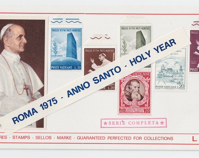 1975 Vatican Holy Year Souvenir Card With Postage Stamps