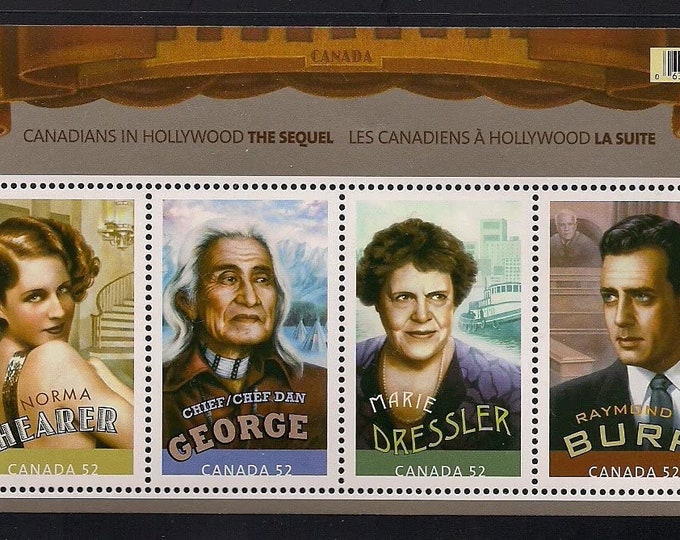 2008 Canadians in Hollywood The Sequel Souvenir Sheet of 4 Canada Postage Stamps Mint Never Hinged