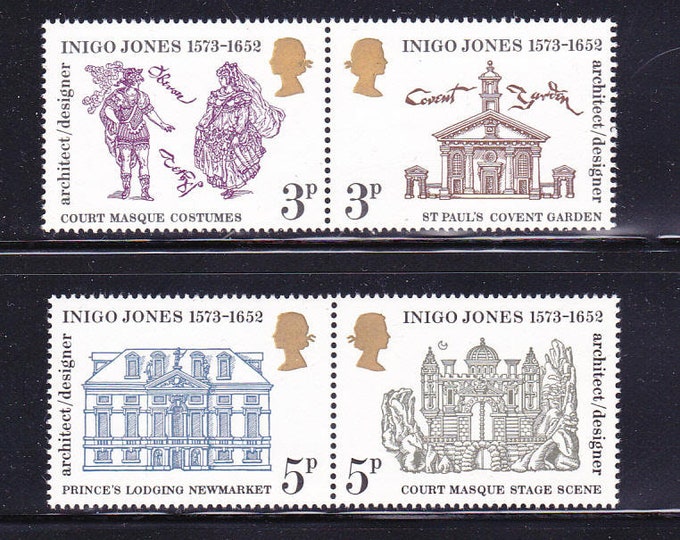 400th Birth Anniversary of Inigo Jones Architect Designer Set of Four Great Britain Mint Postage Stamps