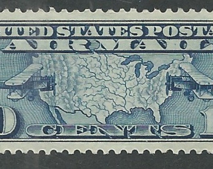1926 U.S. Map and Mail Planes 10-Cent United States Air Mail Postage Stamp