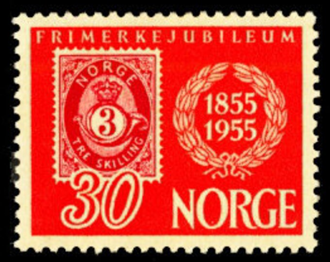 Norwegian Postage Jubilee Set of Three Norway Stamps Issued 1955