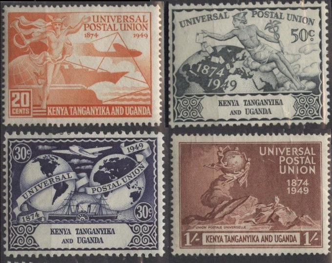 UPU Set of Four Kenya Uganda Tanganyika Postage Stamps Issued 1949
