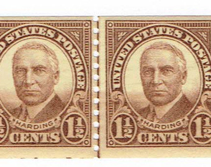 Warren G Harding Coil Line Strip of Four United States Postage Stamps Issued 1930