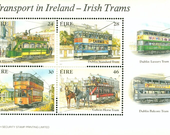 1984 150th Anniversary of Irish Railways Souvenir Sheet of Four Ireland Postage Stamps Mint Never Hinged