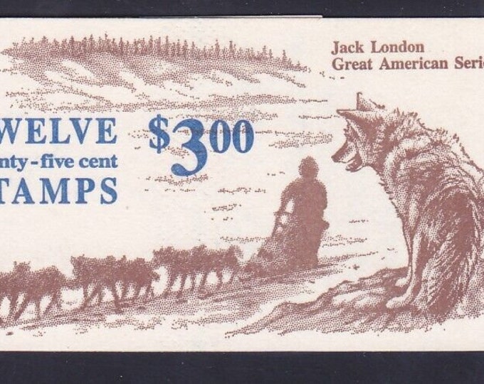 Jack London Booklet of Twelve 25-Cent United States Postage Stamps Issued 1988