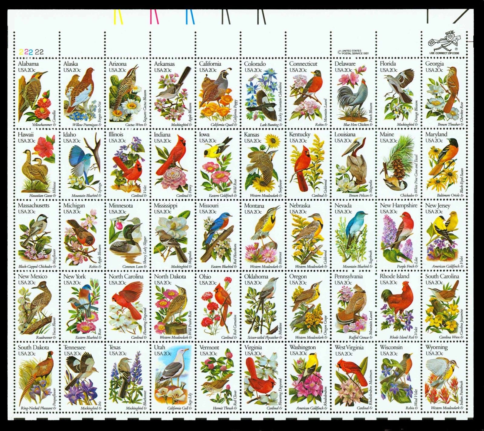 アメリカ合衆国の切手　state birds and flower アメリカ合衆国の切手 state birds and flower The State Birds