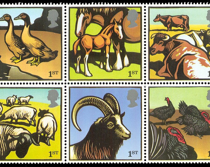 2005 Farm Animals Block of 10 Great Britain Postage Stamps Mint Never Hinged