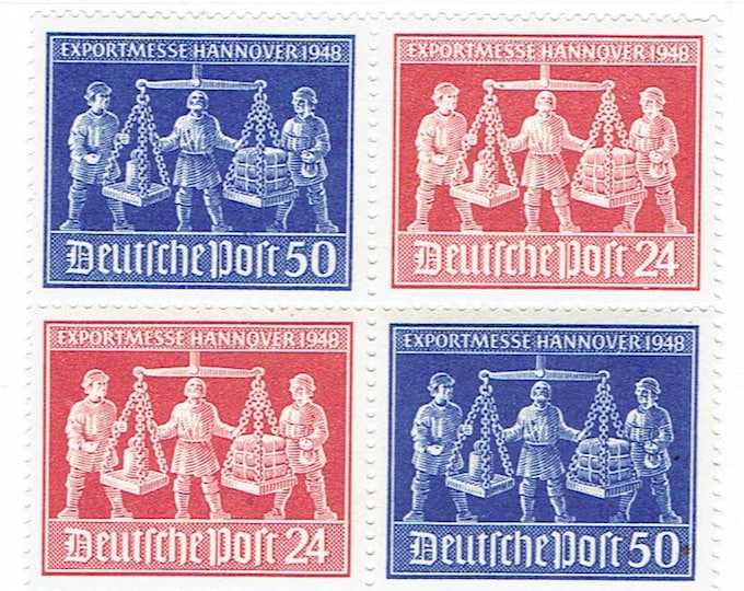 1948 Hannover Export Fair Block of Four German Postage Stamps