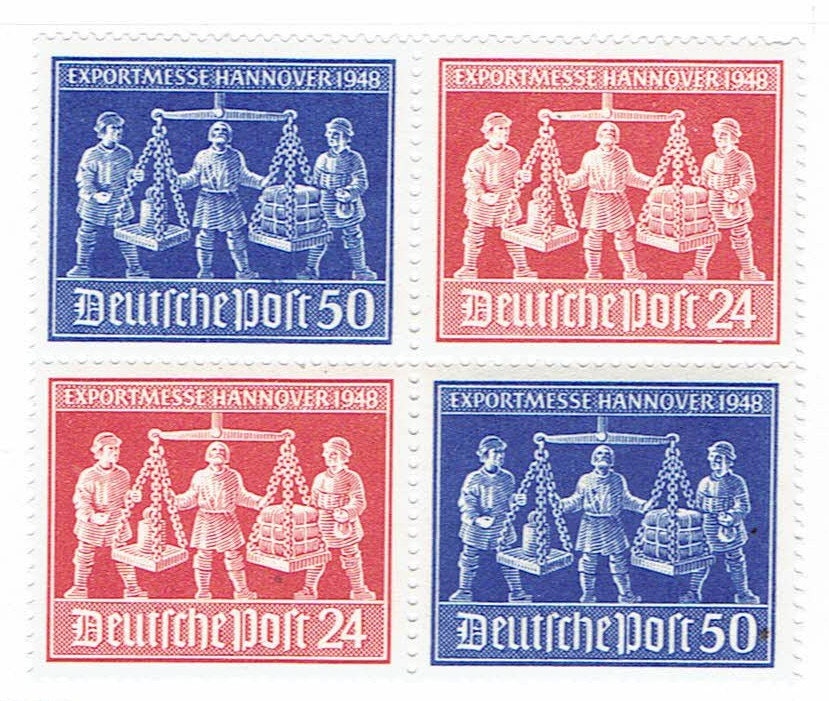 1948 Hannover Export Fair Block of Four German Postage Stamps