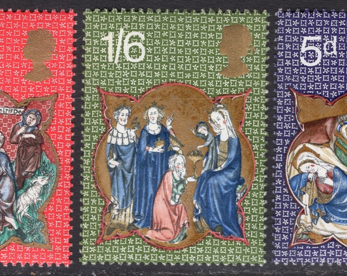 Christmas 1970 Robert De Lisle Psalter Set of 3 Great Britain Mint Postage Stamps