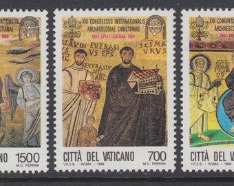 Christian Archaeology Set of Three Vatican City Postage Stamps Issued 1994