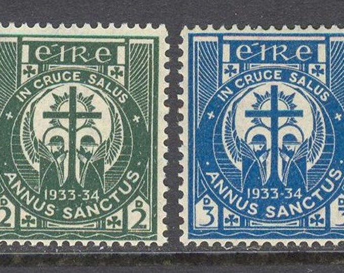 1933 Adoration of the Cross Set of Two Ireland Postage Stamps