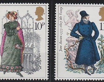 1975 Jane Austen Set of Four Great Britain Postage Stamps Mint Never Hinged