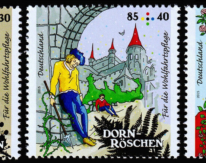 2015 Sleeping Beauty Set of Three Germany Postage Stamps