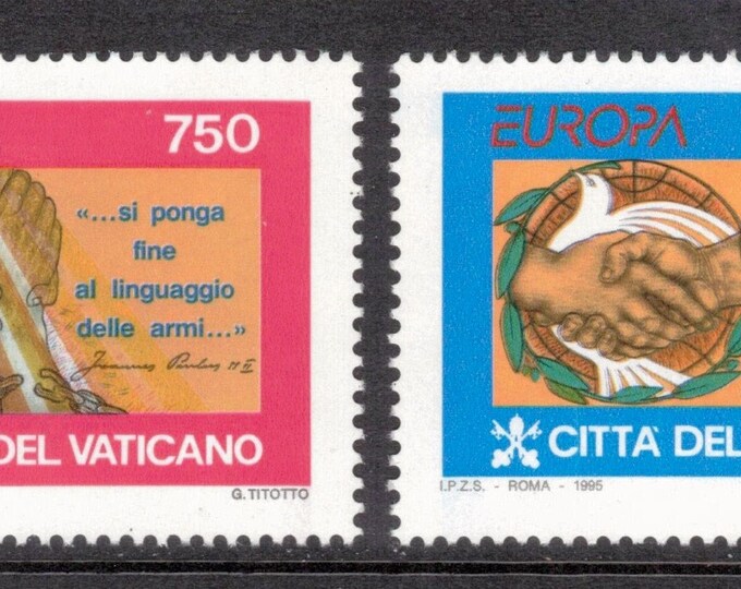 1995 Europa Peace and Freedom Issue Set of 2 Vatican City Postage Stamps Mint Never Hinged