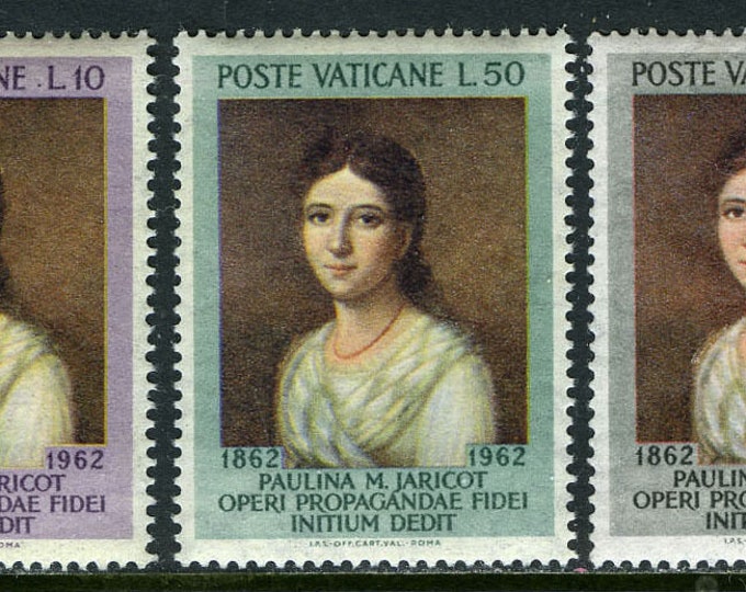 Pauline Marie Jaricot Set of Three Vatican City Postage Stamps Issued 1962