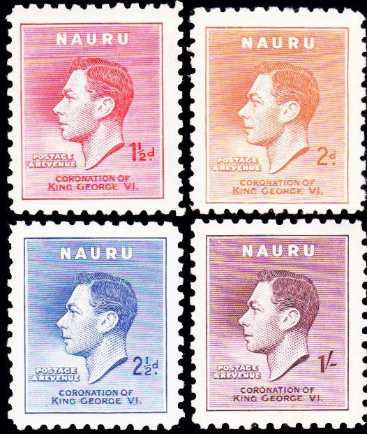 Coronation of King VI Set of Four Nauru Postage Stamps Issued 1937