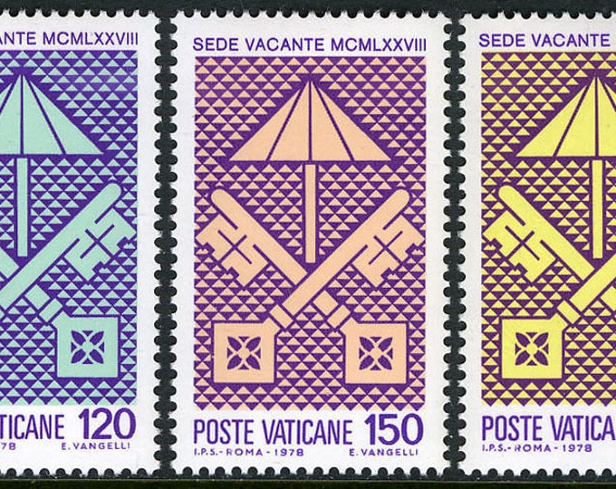 1978 Sede Vacante Set of 3 Vatican City Postage Stamps Mint Never Hinged