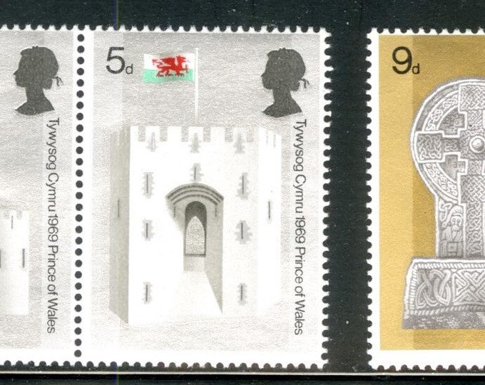 Prince of Wales Set of Five Mint Great Britain Postage Stamps Issued 1969