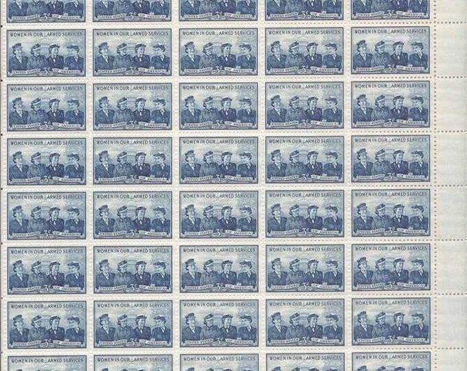 Women Armed Services Sheet of Fifty 3-Cent United States Postage Stamps Issued 1952