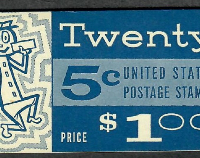 Mister Zip Booklet of Twenty 5-Cent United States Postage Stamps Issued 1963