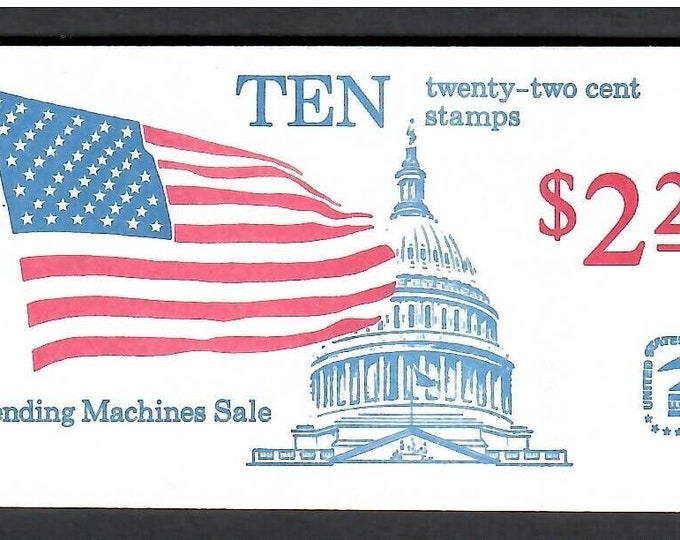 Flag Over Capitol Booklet of Ten 22-Cent United States Postage Stamps Issued 1985