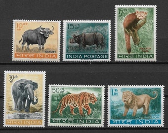 Wild Animals Set of Six India Postage Stamps Issued 1963