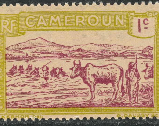 1925 Cattle Crossing a River Cameroun Postage Stamp Mint Never Hinged