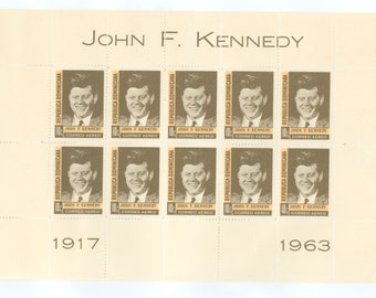 1964 John F Kennedy Miniature Sheet of Ten Dominican Republic Air Mail Postage Stamps